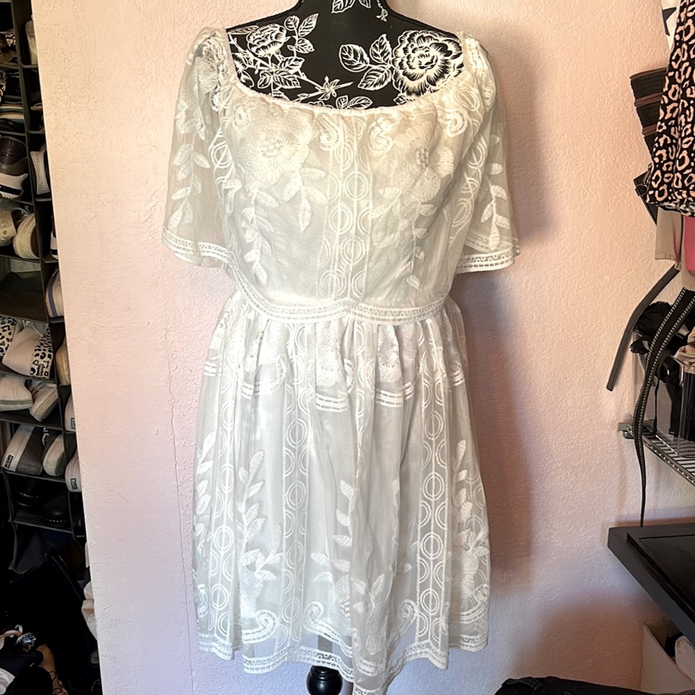 Southern Fried Chics off the shoulder lace dress.